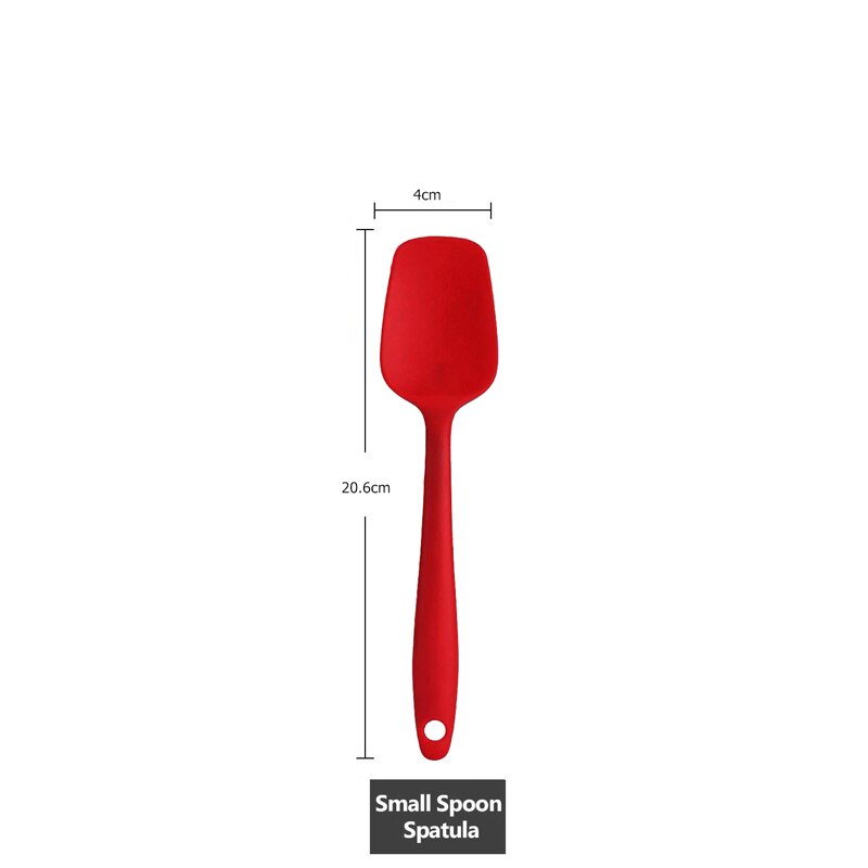 6Pcs/set Silicone Spatula Mixing Sets Pastry Scraper Non Stick Butter Spreader Jar Blender Cooking Spatula Spoon Kitchen Baking: S Spatula Red