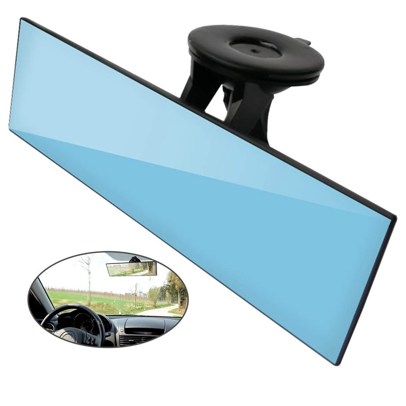 Espejo retrovisor del coche, espejo retrovisor Interior Universal antideslumbrante para camión con ventosa espejo azul-Reduce el punto ciego a