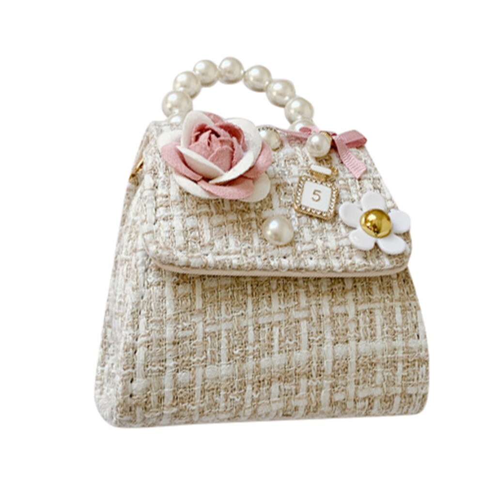 Bolso de paja , bandolera para mujer, cadena de perlas, decoración de rosas, bolso de mano para damas, bolso de hombro a cuadros, Bolsa para mujer G3: J