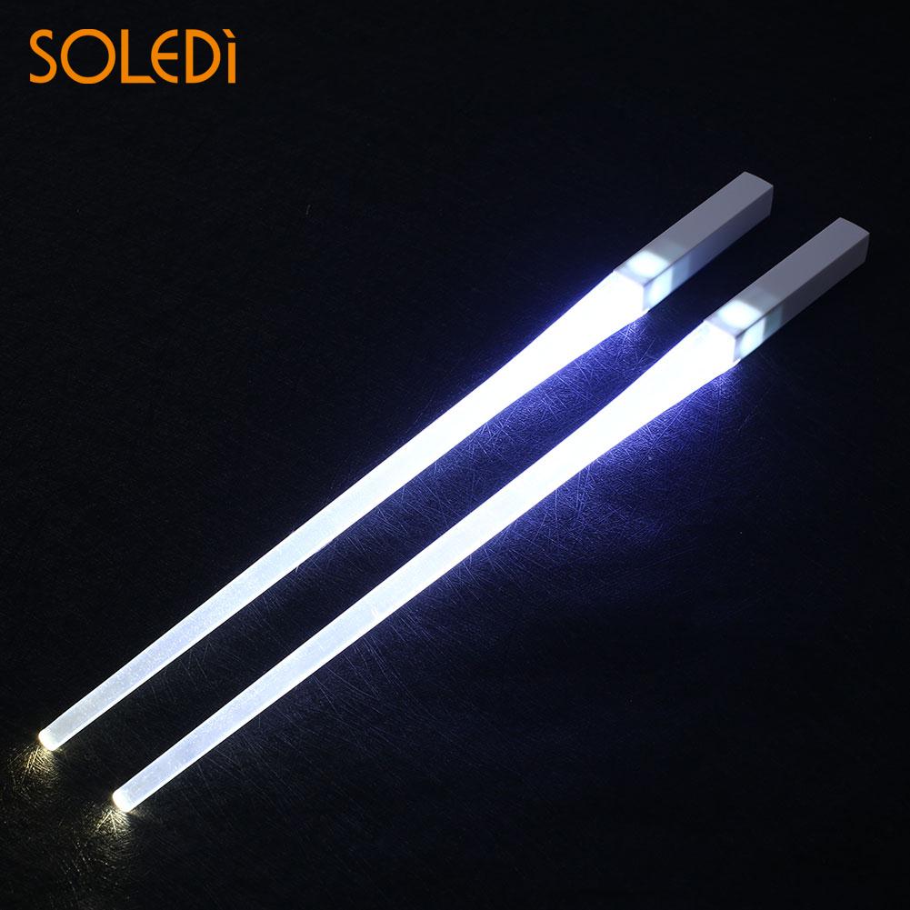 Palillos luminosos de 8 colores, Accesorios luminosos para cocina, hogar, decoración de comedor, , ABS, luz LED, 2 uds.: white