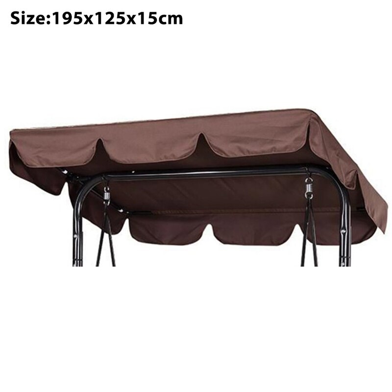 2/3 Seat Garden Swing Chair Canopy Cover Shade Sail Waterproof UV Resistant Outdoor Yard Hammock Tent Swing Top Cover NO Fade: coffee 3seats
