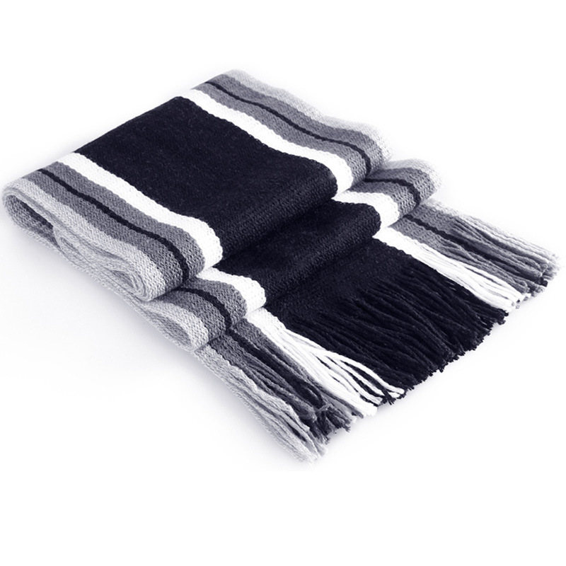 Écharpe rayée en coton pour hommes, écharpe de styliste, châle tricoté, de pour femmes et hommes, écharpe rayée avec glands, en cachemire