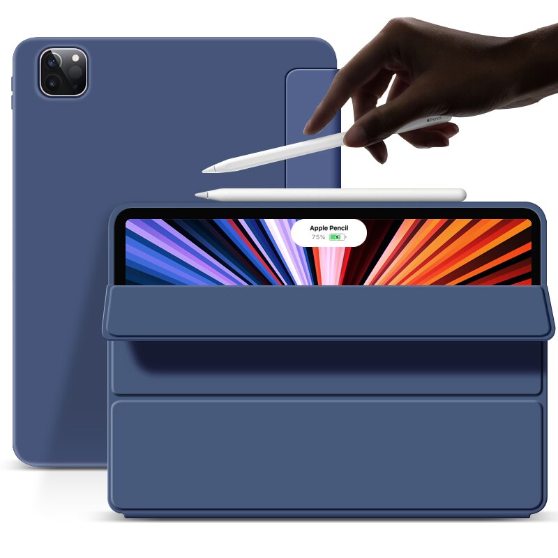 Voor Ipad Pro 11 Case Smart Case Slim Magnetische Folding Flip Stand Soft Tpu Back Cover Voor Ipad Pro 11 Case Tablet Funda: Navy / iPad Pro 11 2020