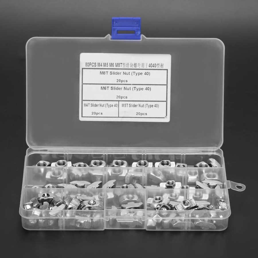 80x T Slot Slider Nut /M5 M6 M8 Hardware Fasteners for 4040 Aluminum Profiles