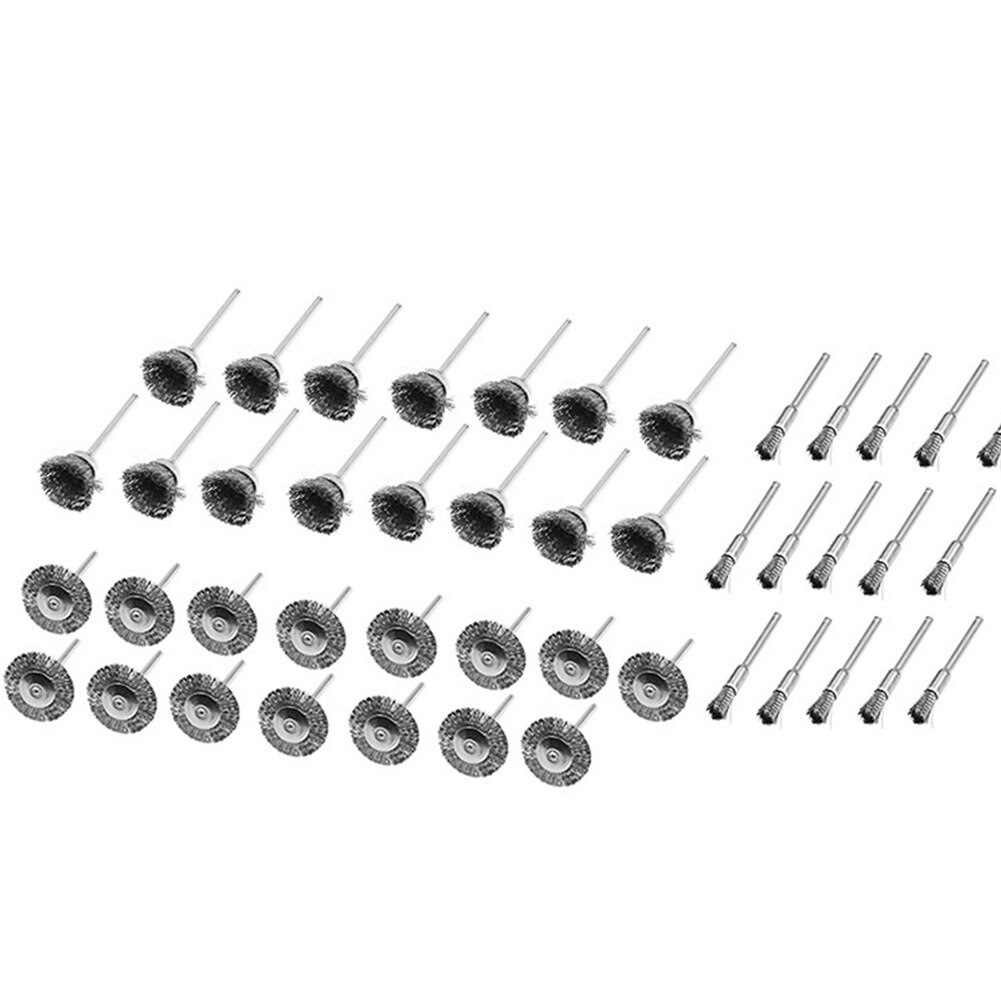 45pcs Stainless Steel Polishing Cleaning Buffing Rotary Tool Wire Brush Set Abrasive 3mm Collet Mini Cup Mix Accessories