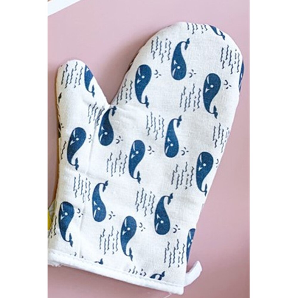 1 pièce mignon antidérapant jaune gris coton moufle four à micro-ondes gant cuisine cuisson cuisson BBQ maniques four mitaines: Whale