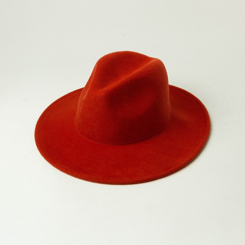 202009-hh9009 vinter ull solid barn 53cm huvud storlek barn fedoras keps barn jazz panama hatt: Orange röd