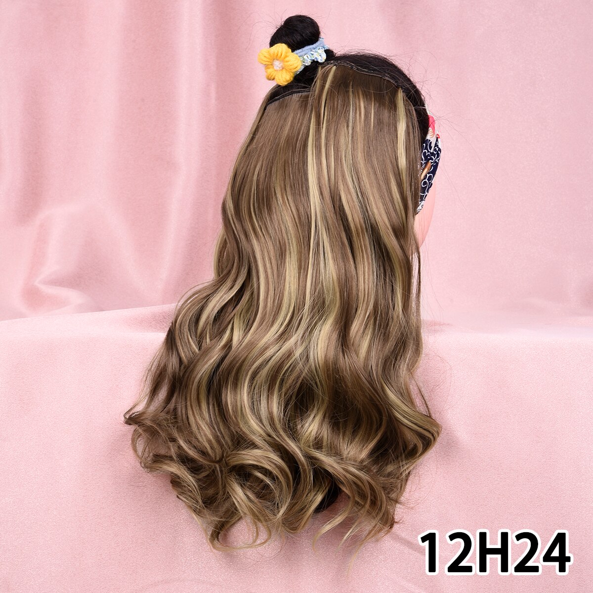 Silike – Extensions de cheveux synthétiques 16 pouces, postiche Halo Invisible, ligne de poisson, 6 Clips, longue ondulée, résistante à la chaleur, 3 postiches pour femmes: 12H-24