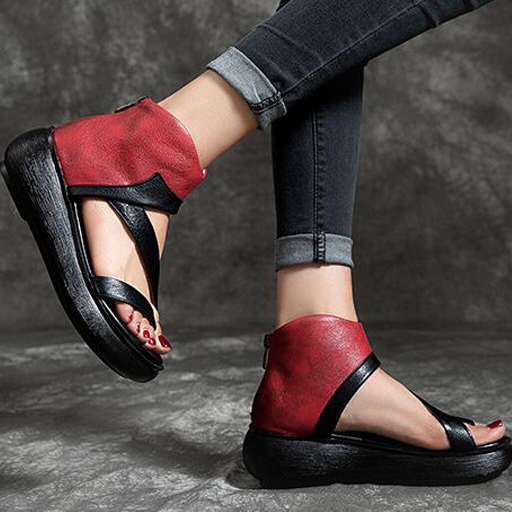 Large Size Wedges Mixed Colors Sandals ladies leather ladies sandal lady sandal women chaussures femmes bureau #G30