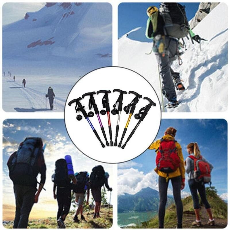 Anti-schok wandelstok wandelstok aluminium handvat telescopisch wandelen kamp legering t-stokken krukken wapenstok buiten  b2 q 4