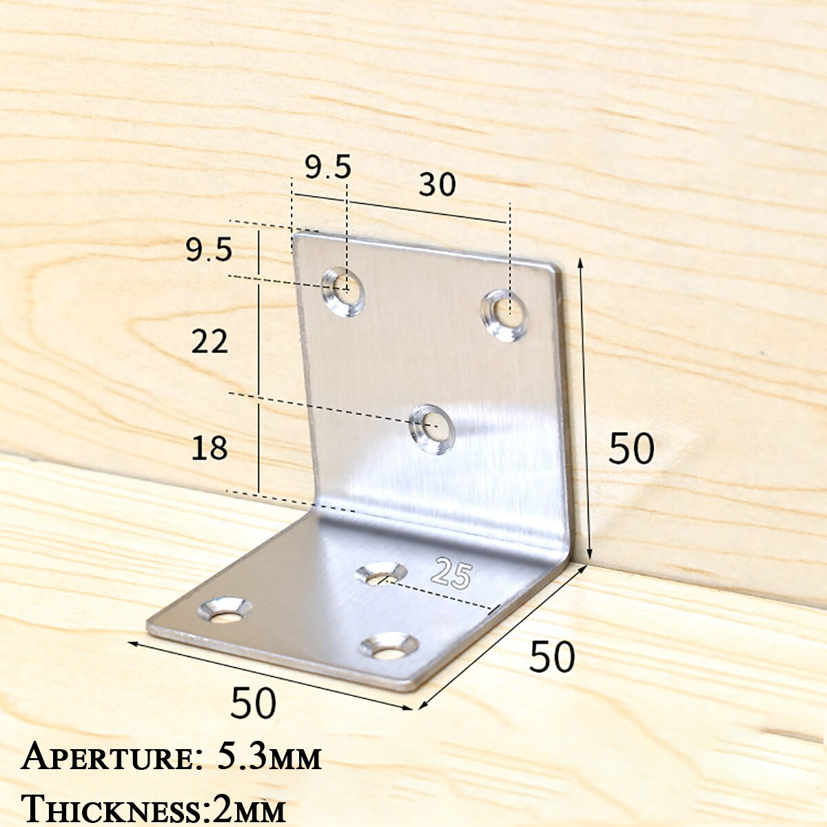 1Pcs Stainless Steel "L"-Shaped Right Angle Triangle Corner Bracket Fixed Reinforced Board Hardware Connection Accessories: 50x50x50x2mm