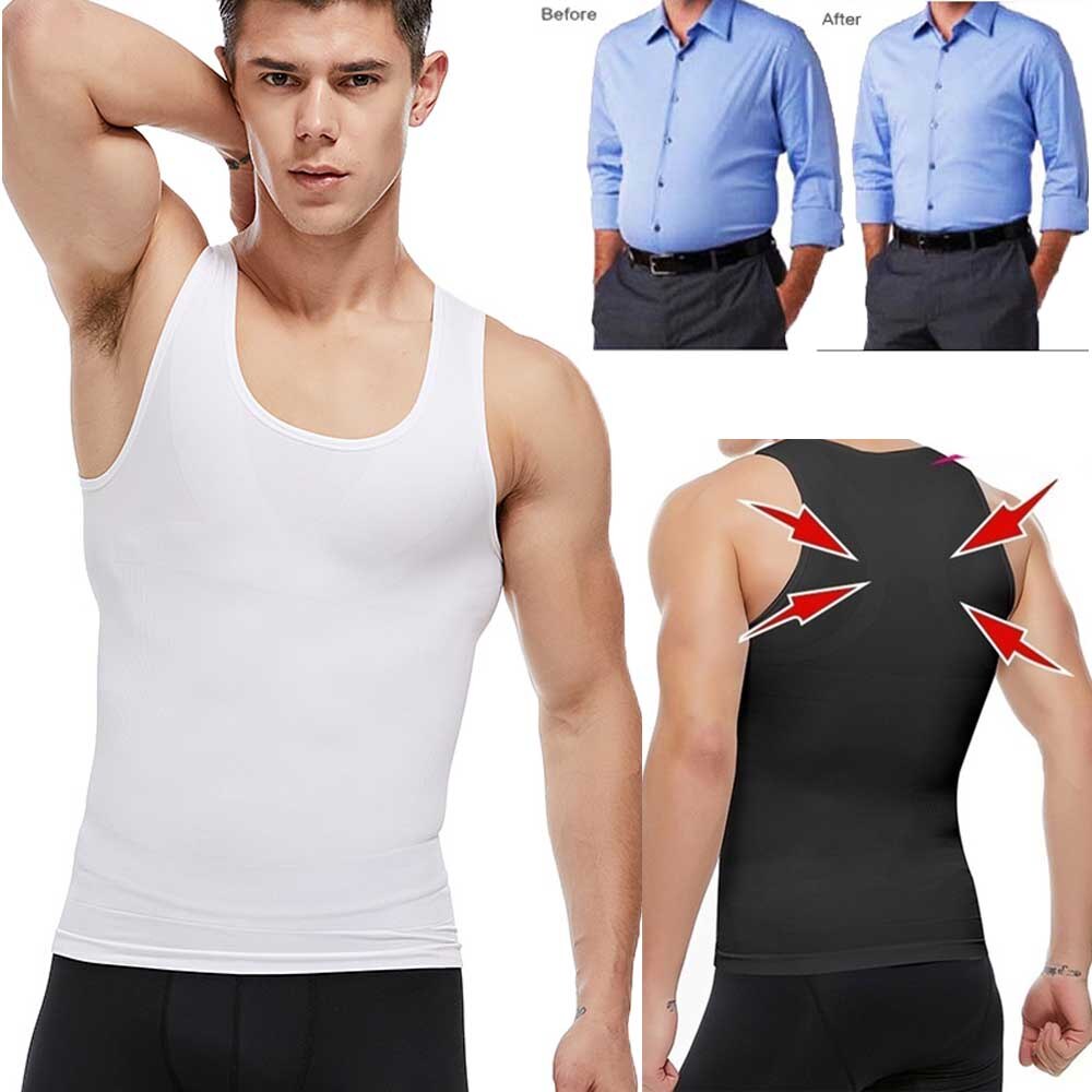 Men's Slimming Body Shaper Corset Shirt Compression Abdomen Tummy Belly Control Running Gym Sports Vest T Shirts Clothing