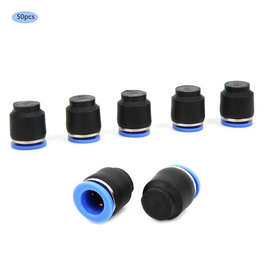 50PCs 1.0MPa Air Pipe Plug Pneumatic Cap Plastic + Brass Quick Insert PPF10 Oval Release Ring Hotel Use