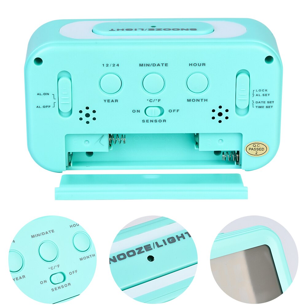 Alarma Digital LED, reloj electrónico inteligente, pantalla de retroiluminación silenciosa, alarma con función de repetición de calendario y temperatura