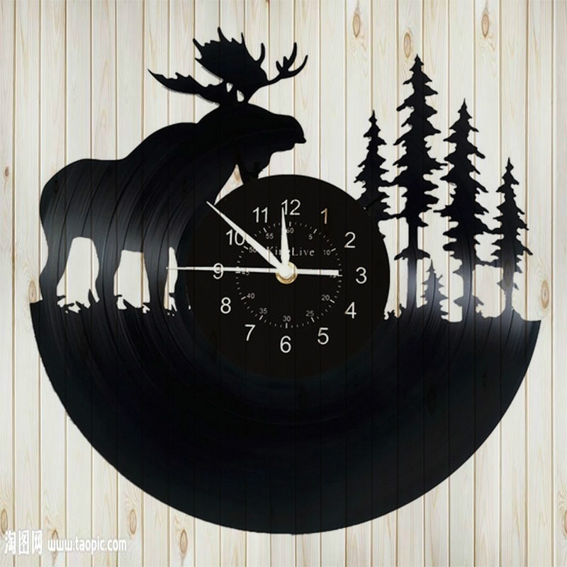 Elgvægur | hjorte vinylur | led vinylur | vægindretning | unikt ur | sejt retro ur | jule fødselsdag