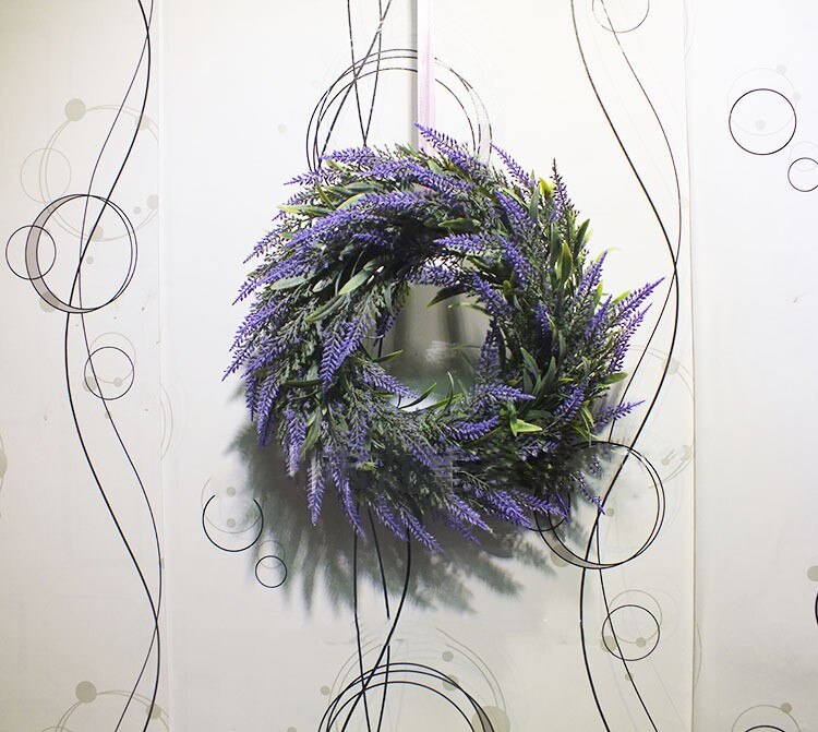 42cm flores artificiales seda lavanda corona deshierbe decoración para la cabeza Tomar foto de solo producto: 35cm