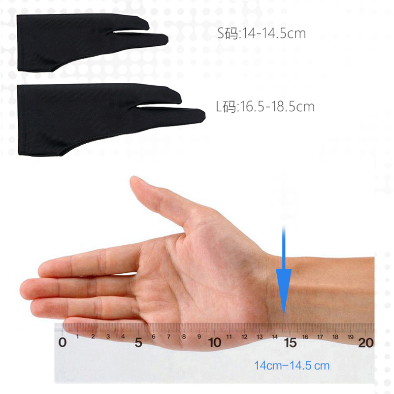 HUIYOU 2 stücke Schwarz 2 finger künstler handschuh anti-fouling für zeichnung malerei digitale tablet schreiben handschuh für Kunst studenten
