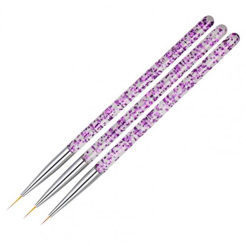 3 Stks/set Professionele Liner Schilderen Pen Nail Art Brush Nail Art Uv Gel Pen Art Salon Thuisgebruik Gel Nail borstel Duurzaam Acryl: Paars