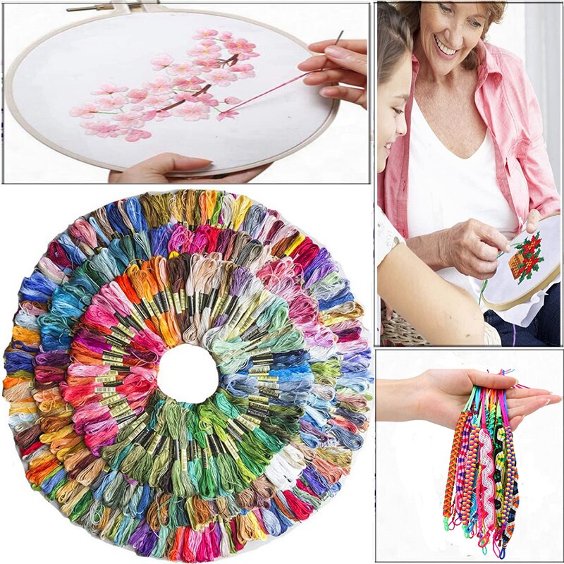 Dmc – fil à broder en soie, 200 couleurs, écheveaux de couture en coton, point de croix, bricolage, Bracelet tressé
