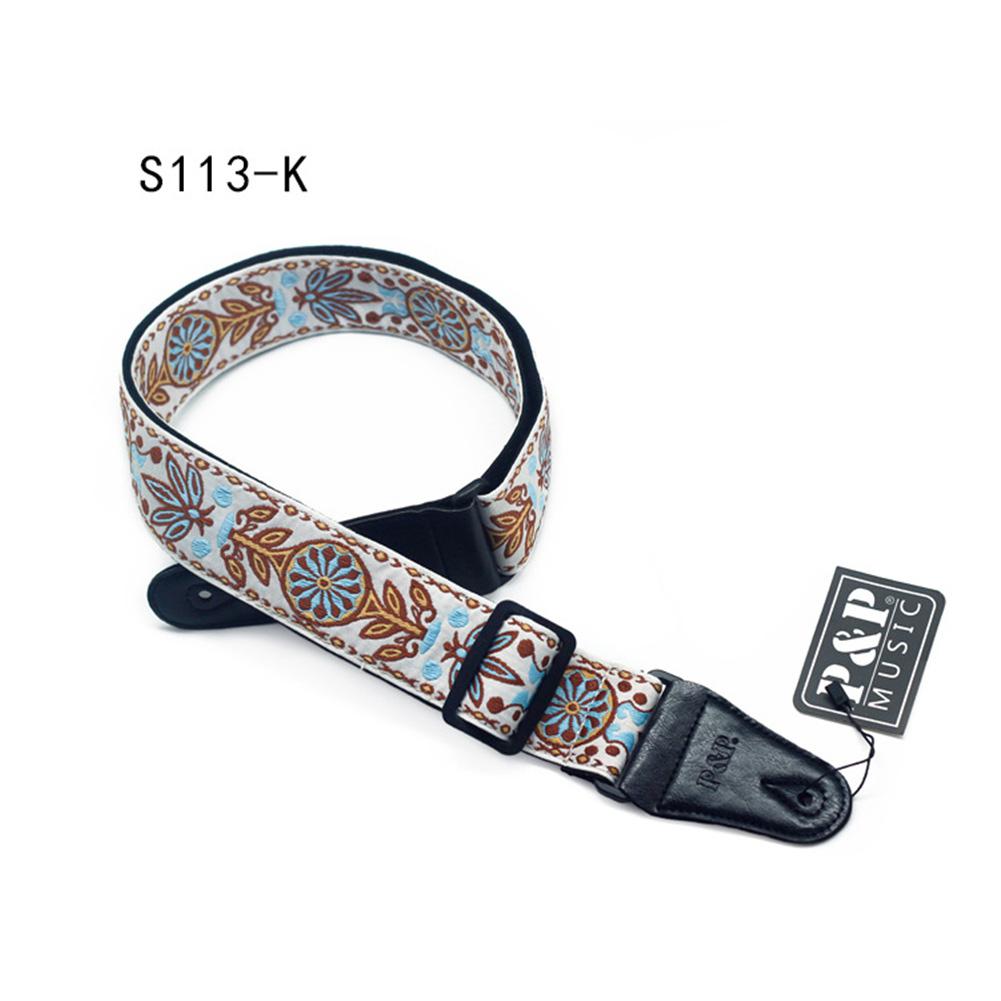 cinturón bordado, banda Jacquard ajustable con extremo de cuero para instrumento Musical de Bajo acústico eléctrico bajo folclórico: 1