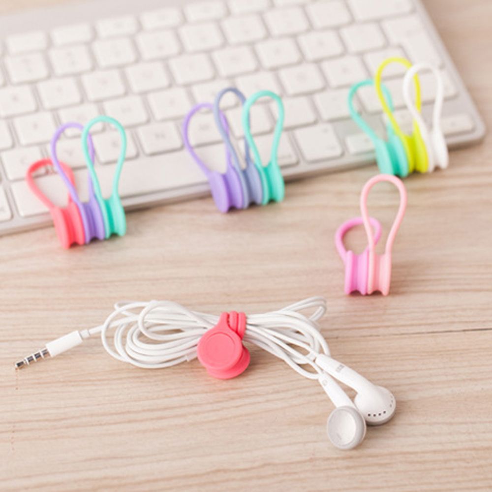 3Pcs Cute Magnet Headphone Clip Kawaii Wire Data Cable Protector Holder Winder Organizer Office Desk Korean Accessory Kit Set