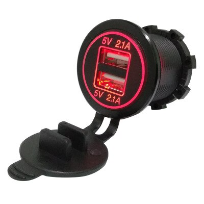 5v 4.2a bil usb-oplader dobbelt usb opladningsport spændingsmåler voltmeter display, der passer til de fleste 12-24v spændingsinstallationer: Rød