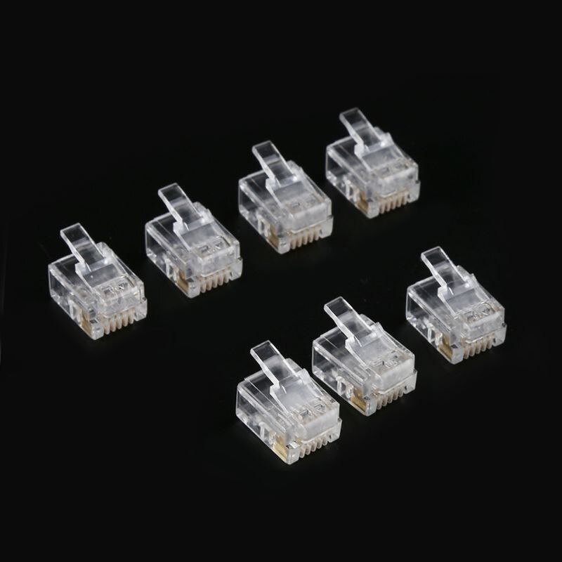 100Pcs RJ12 6P6C Modulaire Kabel Hoofd Telefoon Connectors Crystal Stekkers