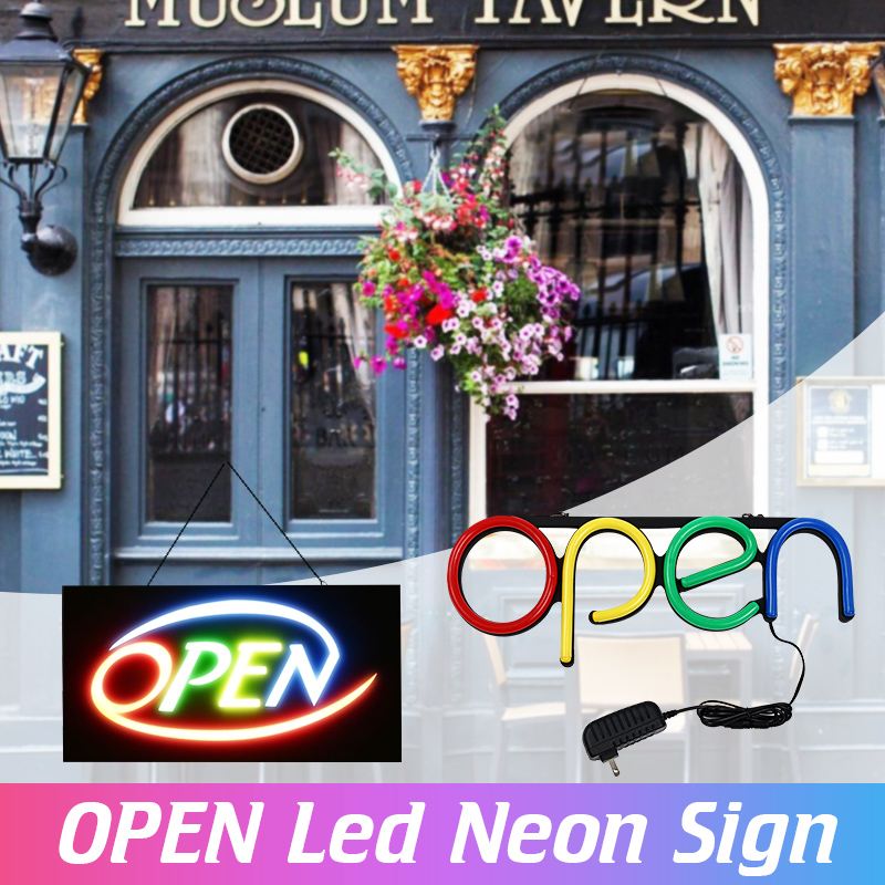 Tube Neon-Bulbs Led-Light Wall-hanging OPEN Neon Sign LED Tube Handmade Visual Artwork Bar Pub Club Wall Decor Light