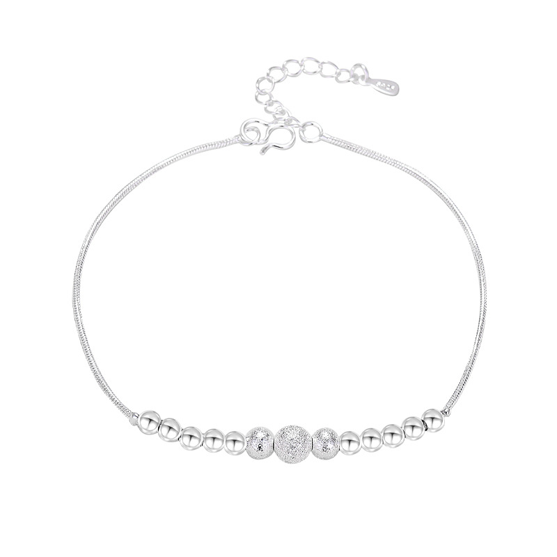 Ball Perle Armbinde Schüler matt Überzogene Übertragen Glück Schmuck Sterling 925 Silber Hand Kette Charme