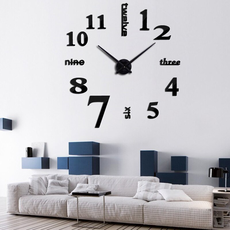DIY 3D Mirror Wall Stickers Wall Clock Watch Art Mural Home Decor Living Room TV Background Stickers Wall Clocks Quartz Needle