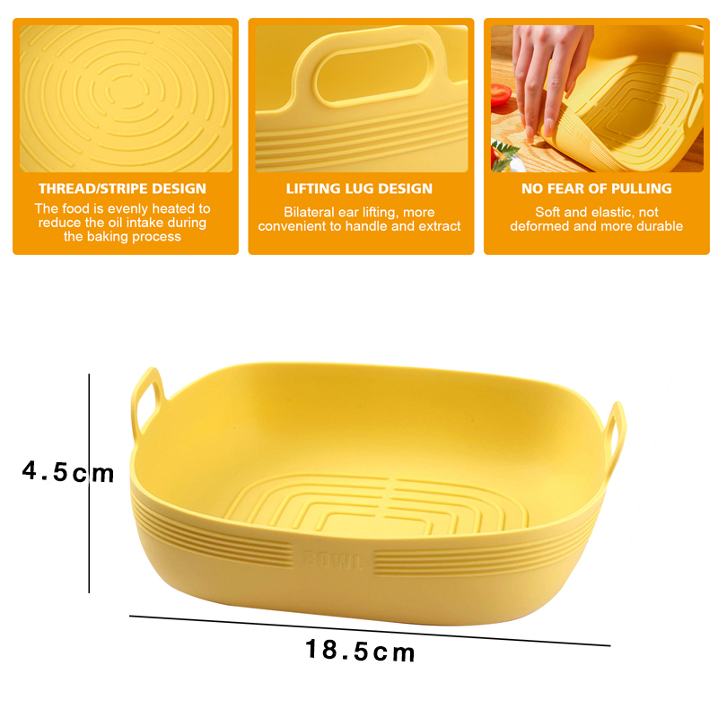 Nuovo cestino in silicone per friggitrice ad aria Vassoio rotondo in silicone per friggitrice ad aria Fodera facile da pulire Piastra per Pizza griglia padella stuoia Accessori per friggitrice ad aria: Luce Verde