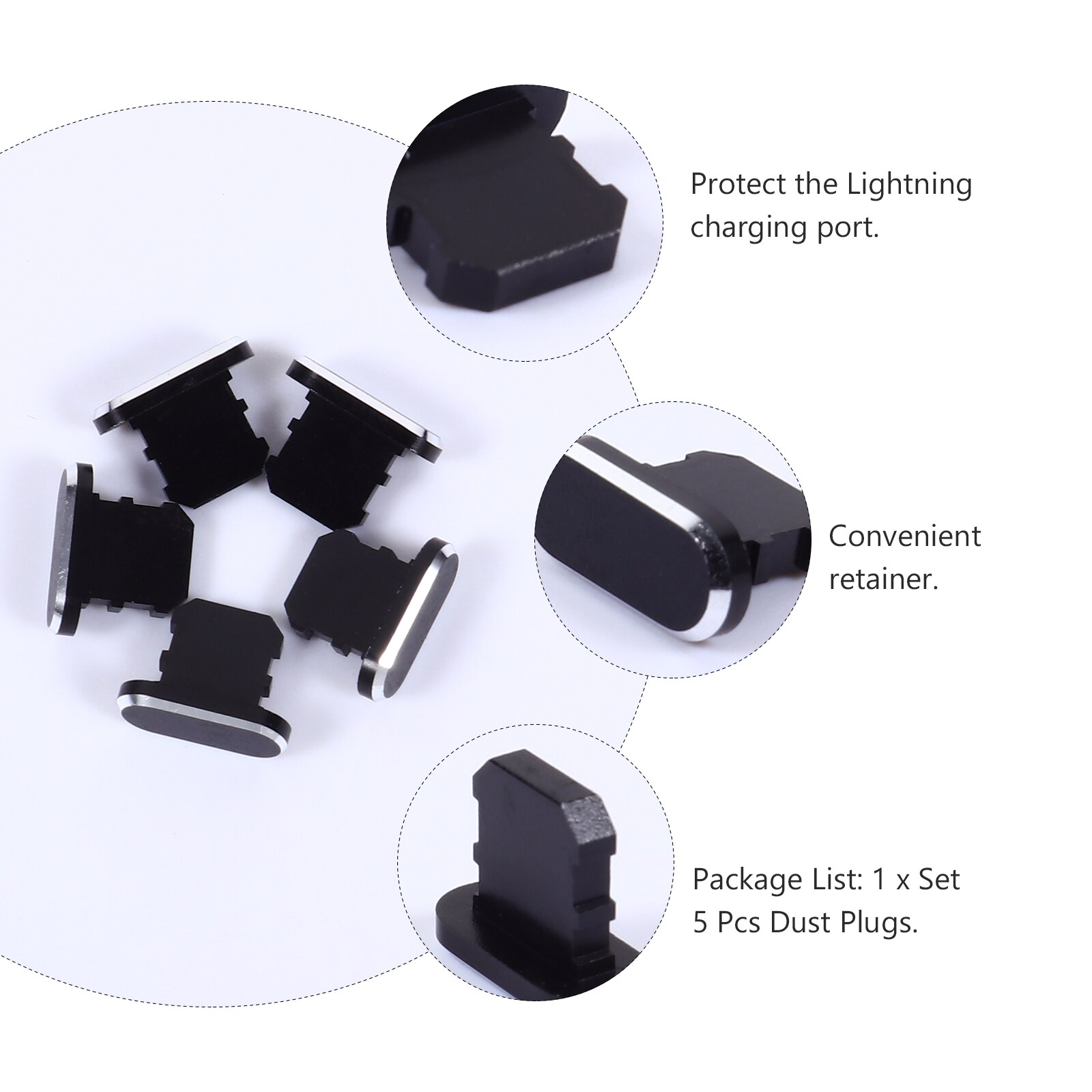 1 set of 5 charging port dust plug stoppers compatible with iphone xs max