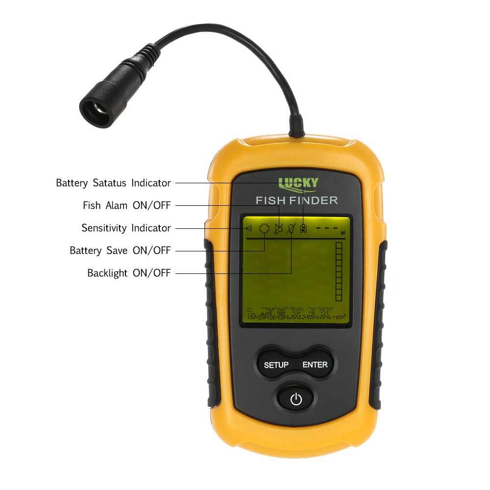 Fish Detection Sonar For Fishing Portable Wired Fish Finder 100M Depth Range Sonar Echo Sounders Fishfinder