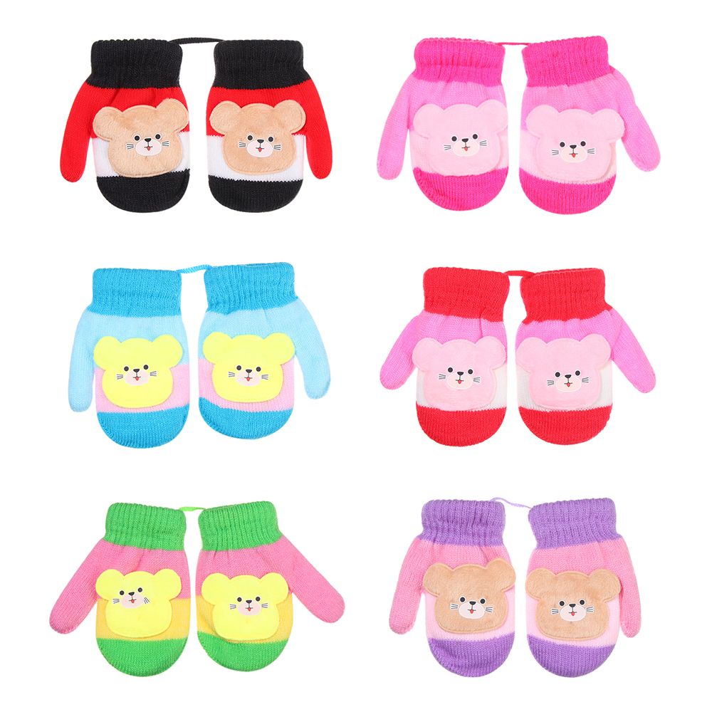 Guantes de lana con cuerda para niños y niñas de 0 a 3 años, manoplas de punto, guantes de invierno