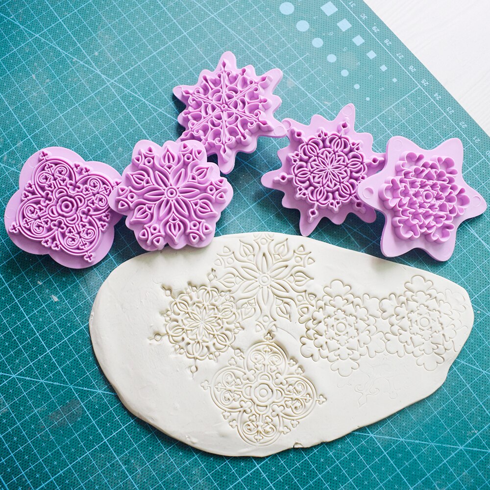 Matrice de gaufrage de motif de Mandala dentelle, matrice de gaufrage en plastique, Sculpture en argile polymère, tampon de Texture en argile, outils de pointage de Mandala 5 pièces/ensemble