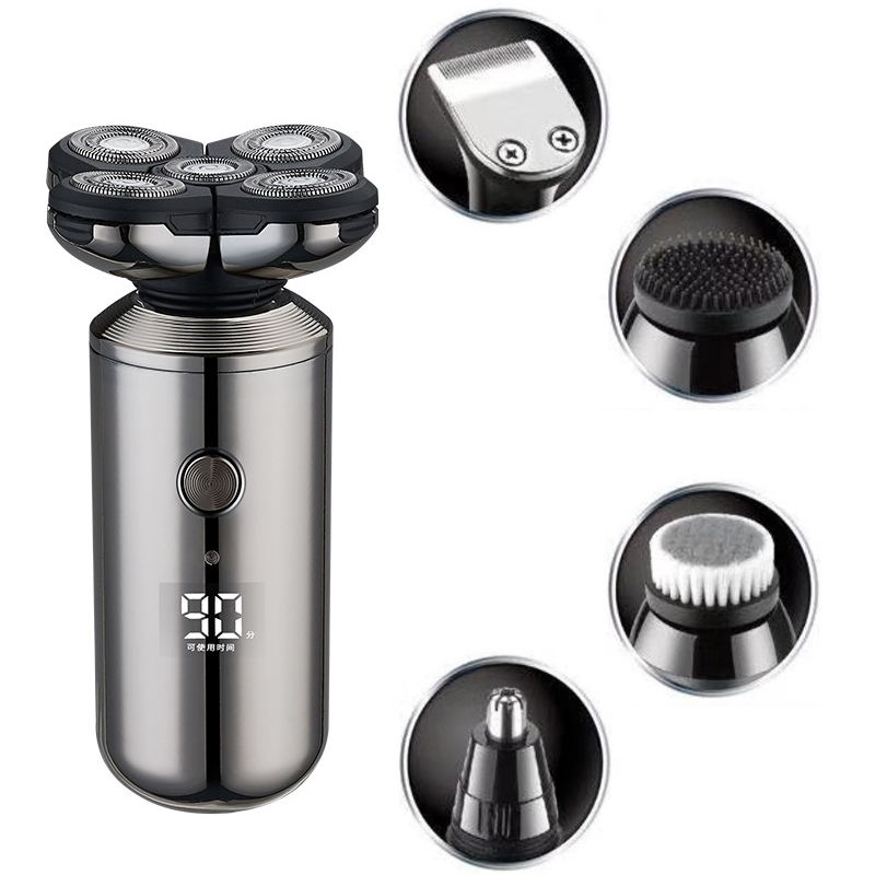 Rasoir électrique 5 en 1 rechargeable pour hommes, rasoir pour le visage et le corps, rasoir pour barbe, humide et sec