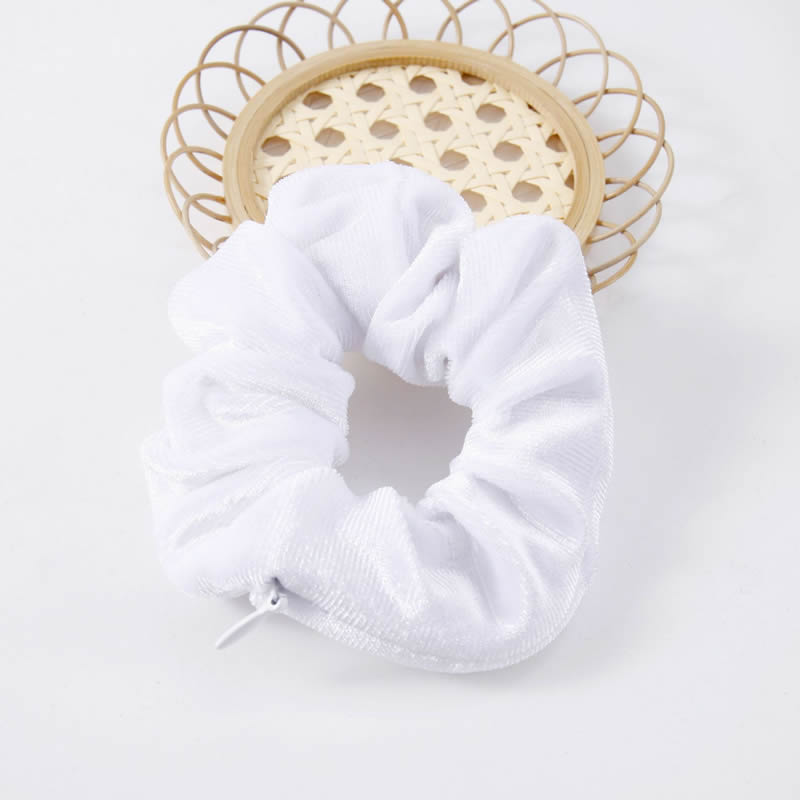 Visier geheimes Haar mit Reiß verschluss Tasche Krawatte Haar Scrunchie Reise Umleitung Stash Safe Container: WHITE