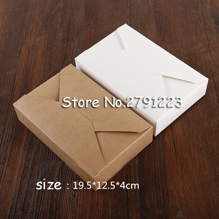 20 stk/parti 19.5 cmx 12.5 cmx 4cm kraftpapiræske konvoluttype kraftpapæsker pakke til bryllupsfest invitationskort