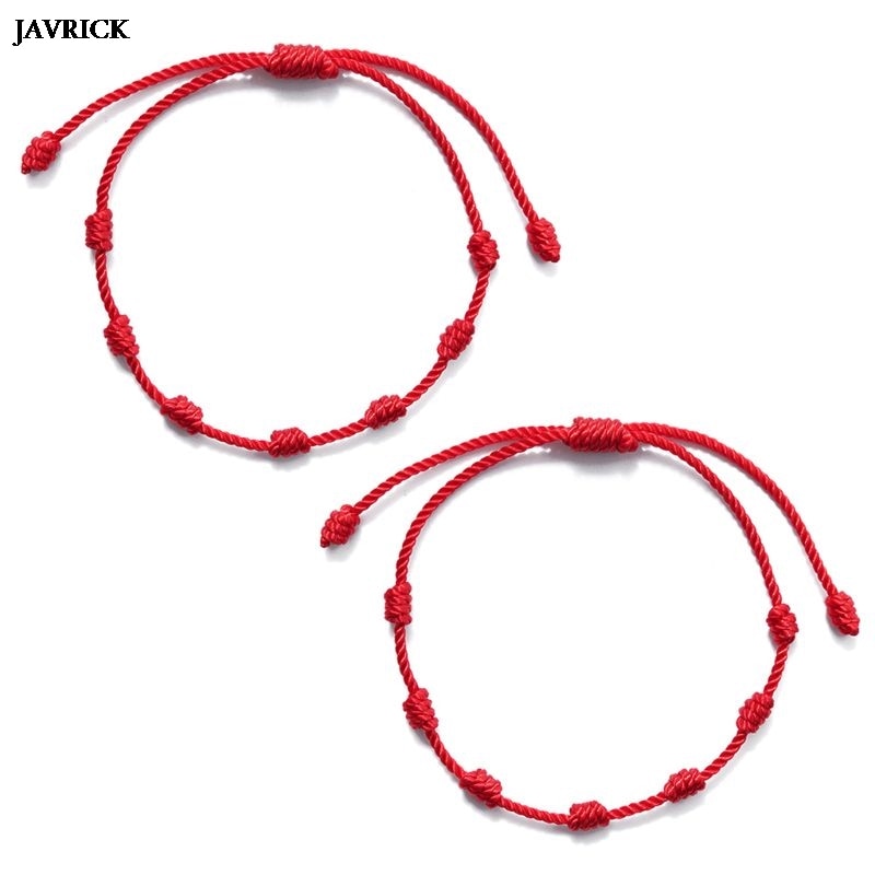 2 stuks rode armband met 7 knopen ter bescherming tegen het boze oog, geluksamulet voor succes en voorspoed, vriendschapsarmband