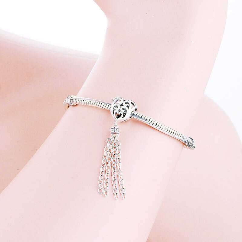 Fit Original Pan Bracelet à breloques authentique 925 argent coeur gland perle enchantée pour faire Pulcera pendentif Berloque