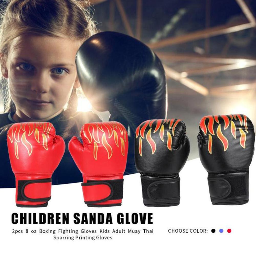 Boxing Gloves Kids Children Boxing Gloves Flame Mesh Breathable PU Leather Flame Gloves Sanda Boxing Training Glove