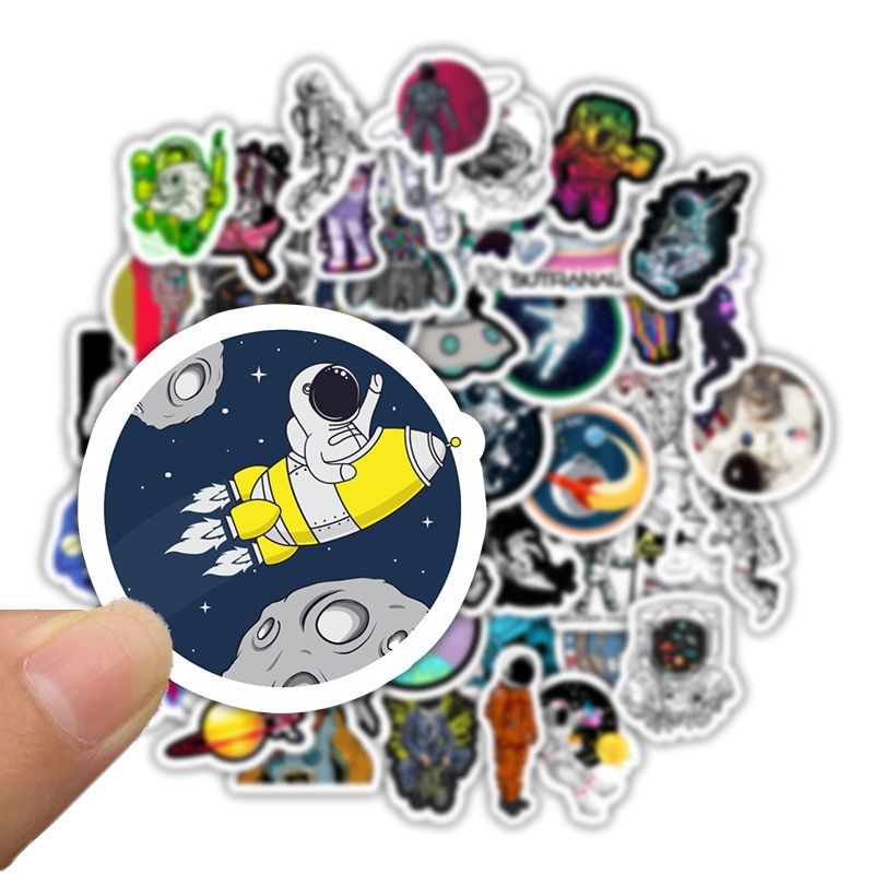 50 Stickers for Decoration Stationery of NASA Astronauts' Suitcases, Mobile Phones, Laptops, Skateboards, Children