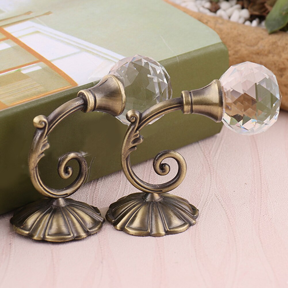 Metal Crystal Glass Curtain Holdback Wall Tie Back Hooks Hanger Holder: Bronze