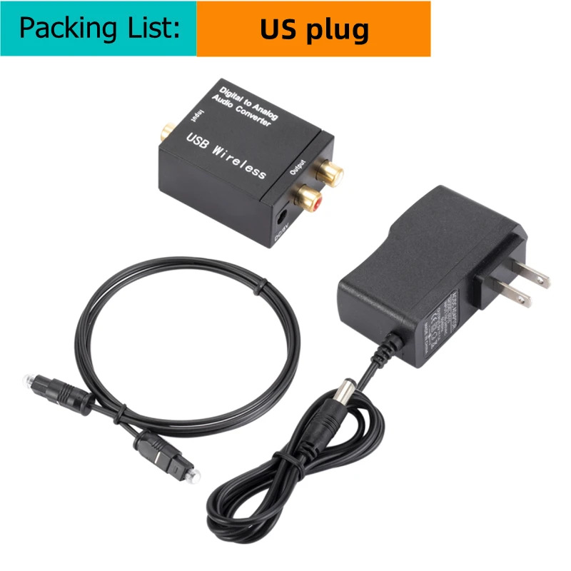 Convertidor de Audio Digital a analógico USB, señal Coaxial de fibra óptica a DAC analógico Spdif estéreo, Decodificador amplificador RCA Jack de 3,5 MM: Gris