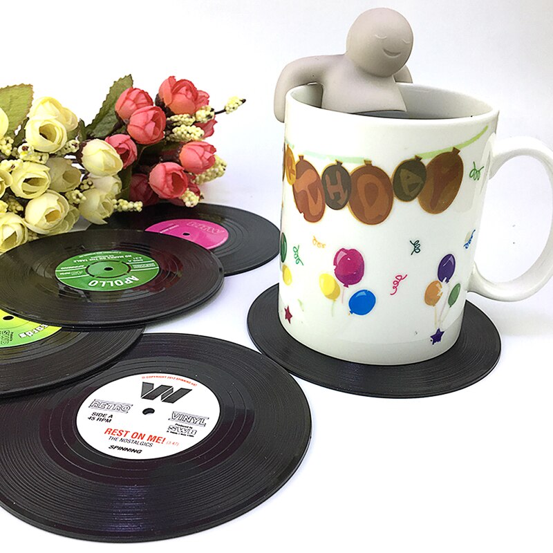 Mode Vinyl Silicone Record Retro Type Onderzetters Cup Mats 6 Stks/set C5AB