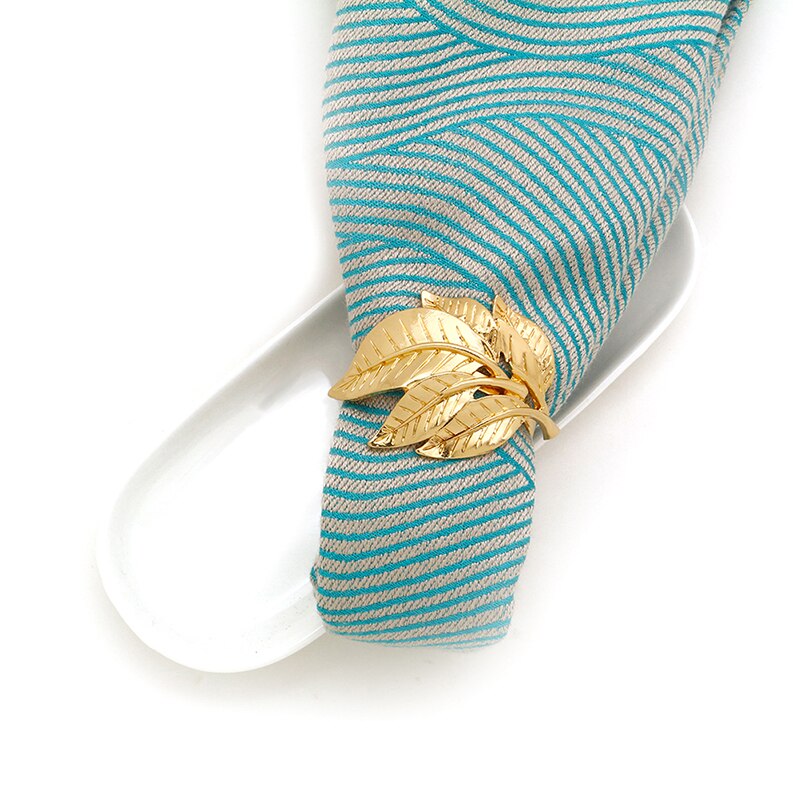 Złoty kolor metal Circ klamra robić serwetki liść pierścienie na serwetki na wesele serwetnik świąteczny stół dekoracja prezent