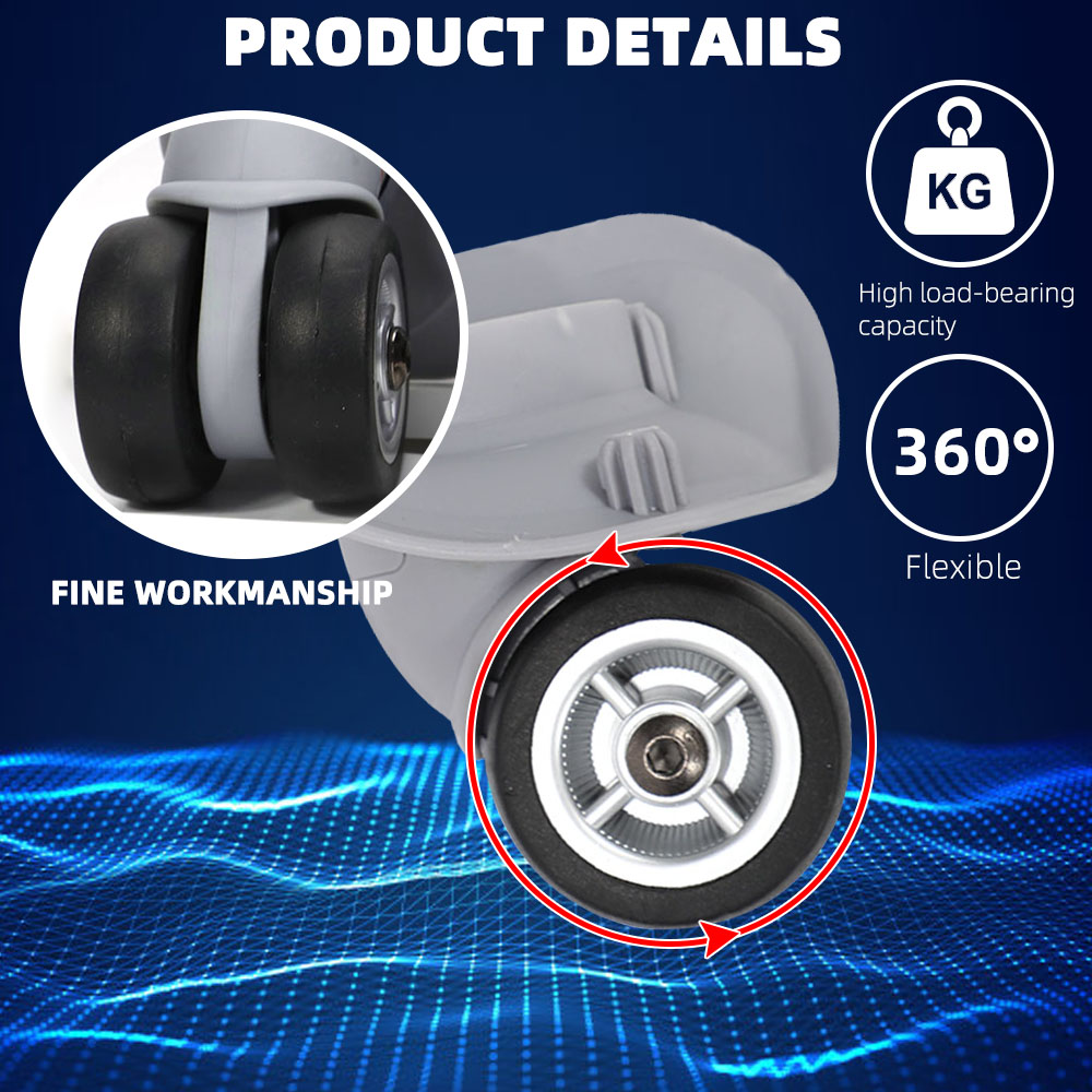 1 Pair Dual Roller Wheels Suitcase Luggage Replacement Casters Swivel Mute For Travelling Bag Travel Suitcase A08 Silent Wheels