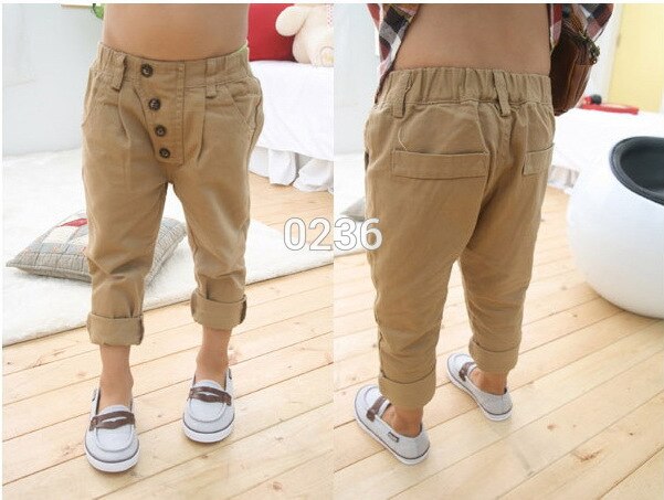 Retro Toddler Kid Boy Khaki Casual Pants Straight Trousers 2-7Y Baby Clothes: 3T
