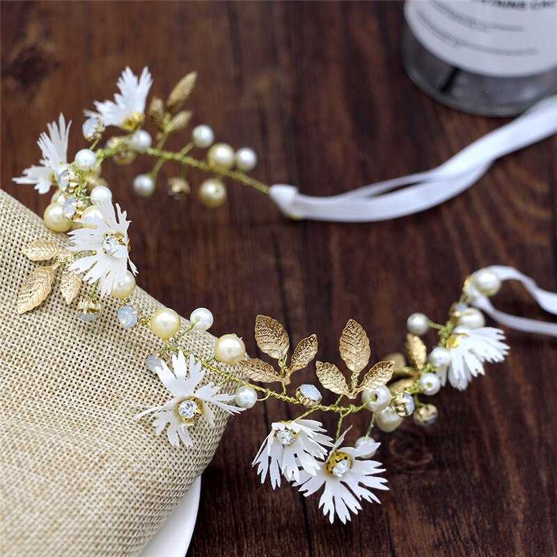Diadema de novia para boda, accesorios para el cabello, Tiara de boda Floral con diamantes de imitación, perlas, adornos para el cabello, tocados para cabello de mujer