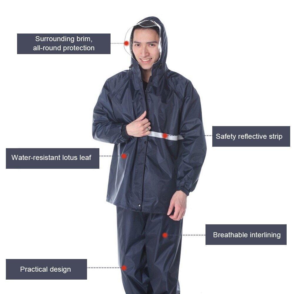 Manteau imperméable réfléchissant de moto | Vêtements universels de pluie pour moto de nuit, vélo à capuche, coupe-vent, combinaison de randonnée, vélo d'extérieur